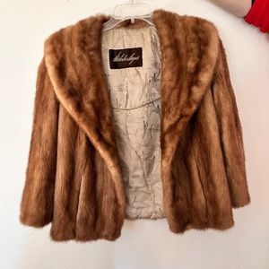 Nicholas Ungar Mink Fur Coat For Women Genuine Fur Vintage Coat Beige | Medium